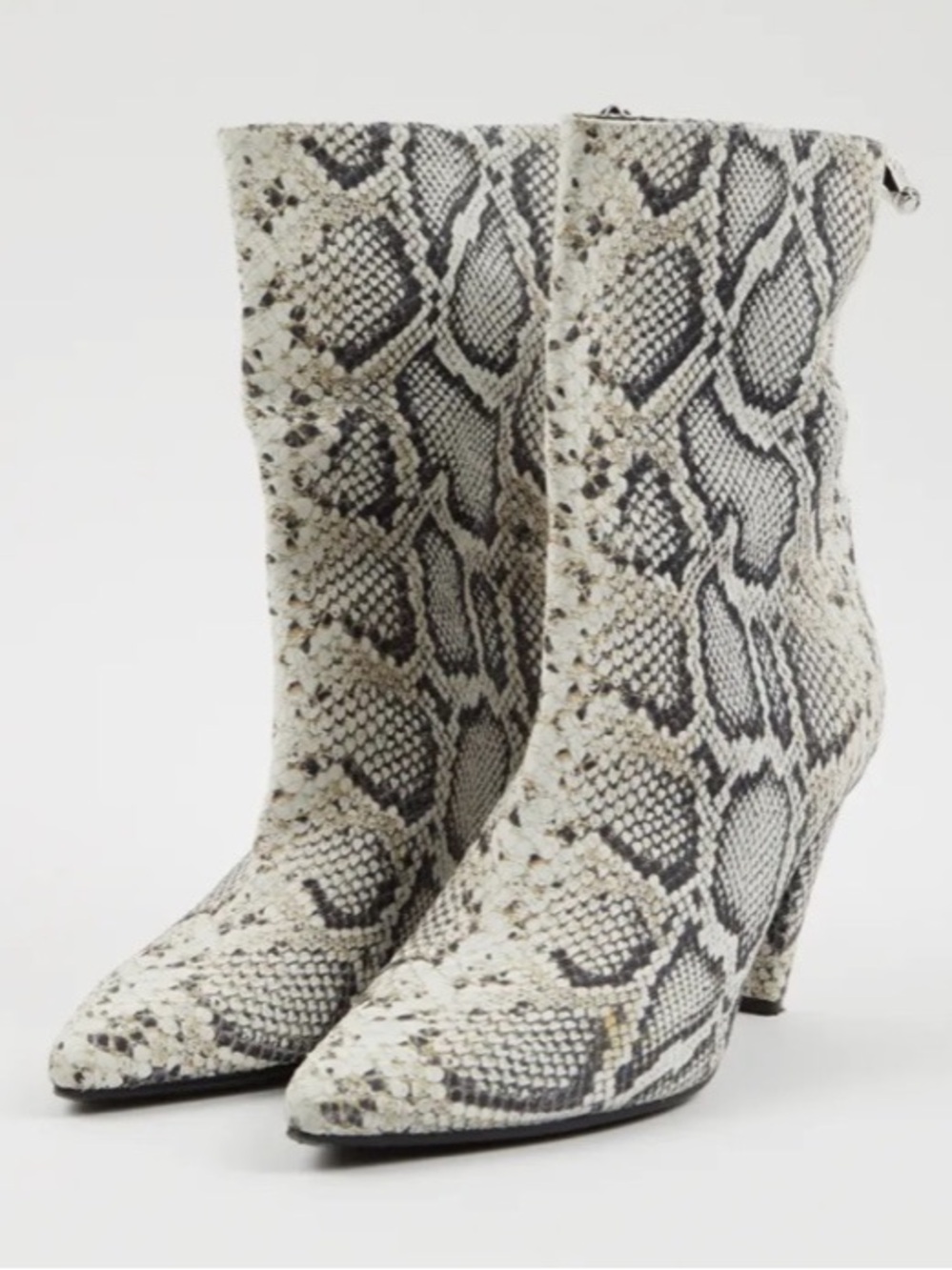 NWOT Longchamp Python Print Leather Heel Ankle Boots Sz EU 39